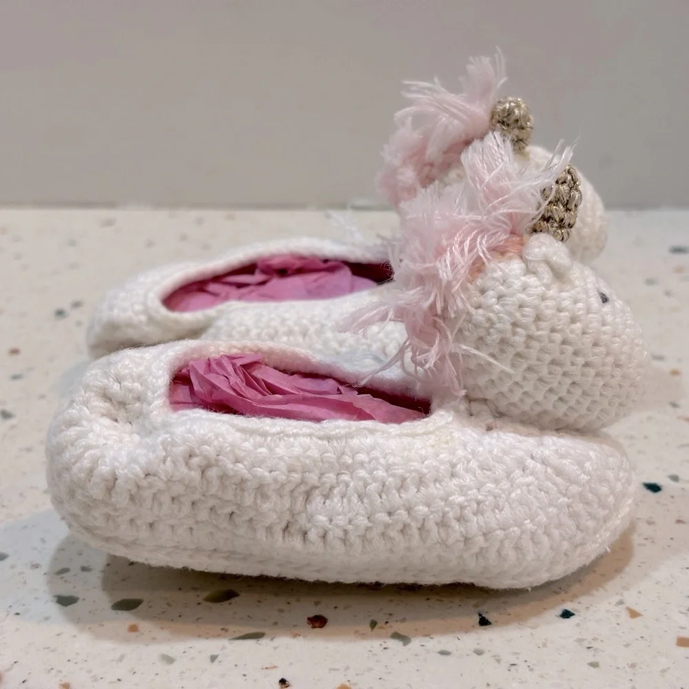 Albetta Premium Unicorn Knit‎ Baby Booties Slippers 3/6 Months Old